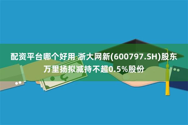 配资平台哪个好用 浙大网新(600797.SH)股东万里扬拟减持不超0.5%股份